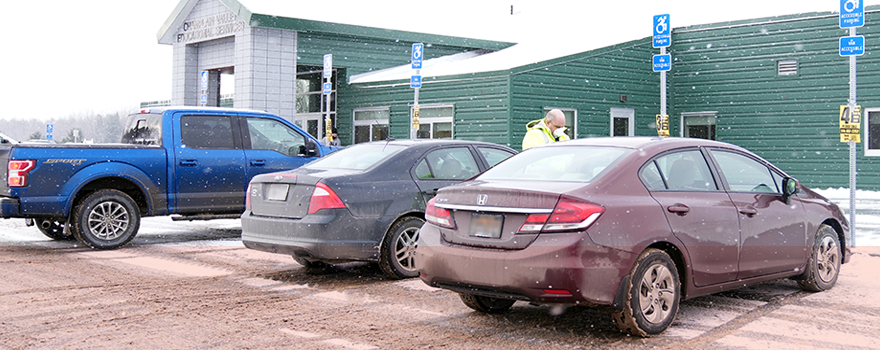 Staff and Students drive up for COVID-19 PCR tests at CVES