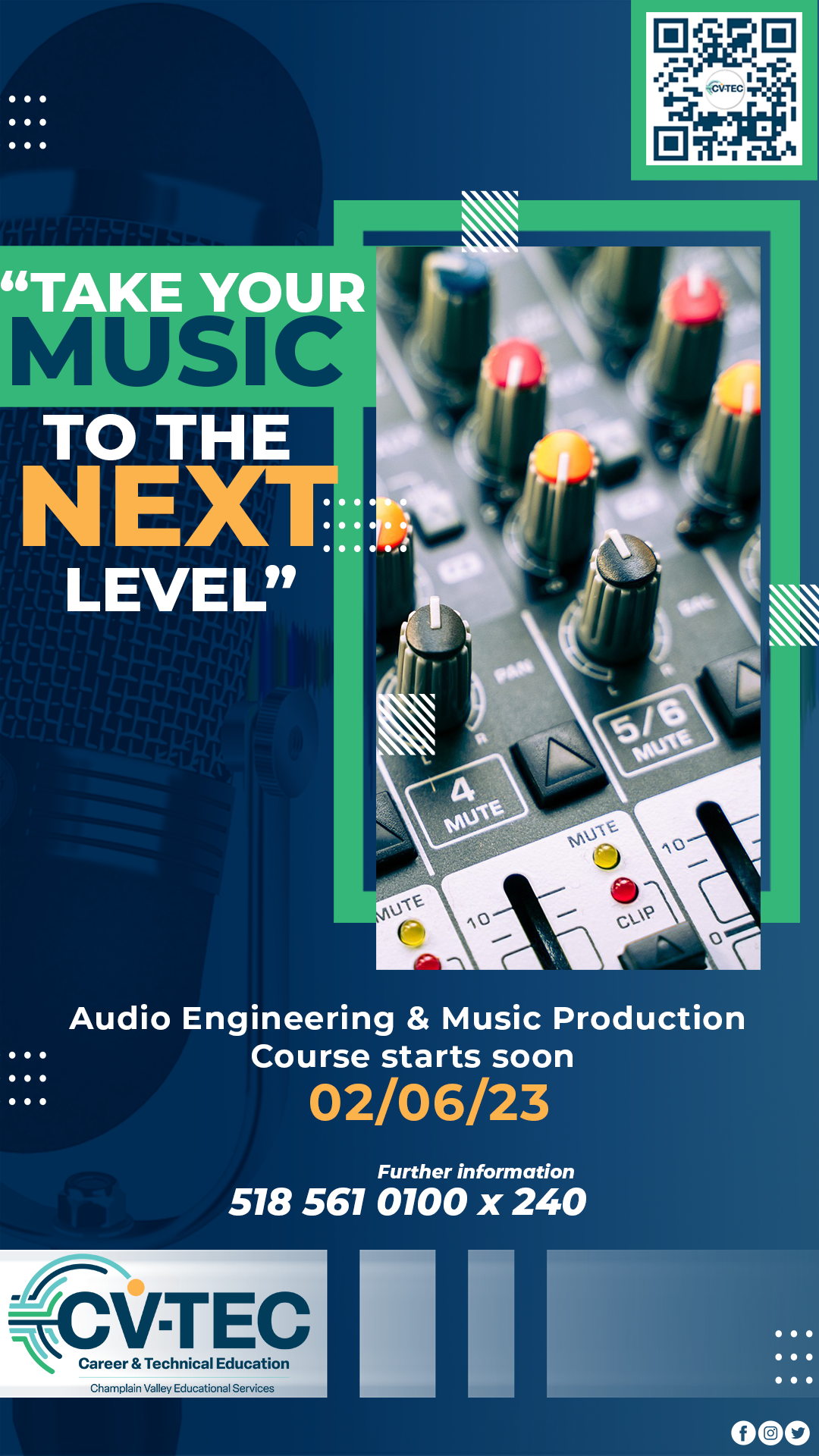 New Facebook Image for the new Audio Engineering and Music Production Course