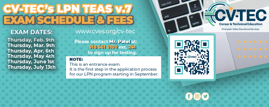 Image for the CV-TEC's LPN TEAS v.7 Exam Schedule & Fees